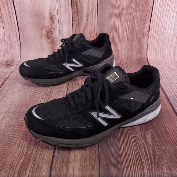 *READ* New Balance 990v5 Mens Size 12 D Black Suede Running Shoes M990BK5 - Picture 1 of 16